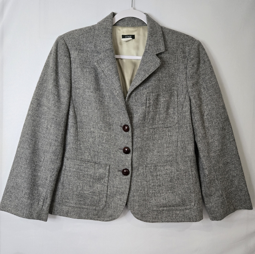 J. Crew Gray Women's 100% Scottish Wool Blazer Size 12